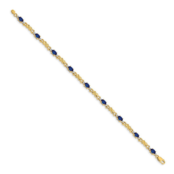14K Gold Bracelet with Oval Sapphire & Diamonds