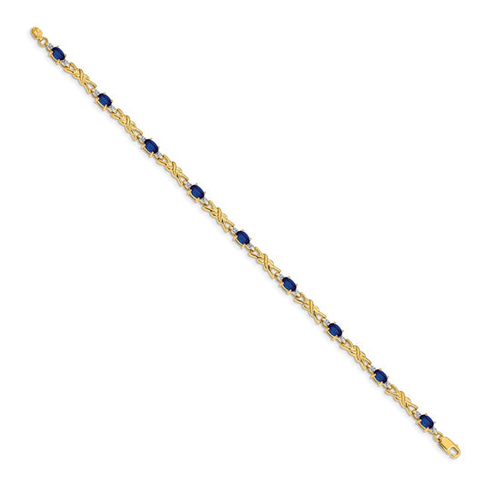 Exclusive 14K Gold Bracelet with Oval Sapphire & Diamonds - Stylish Luxury