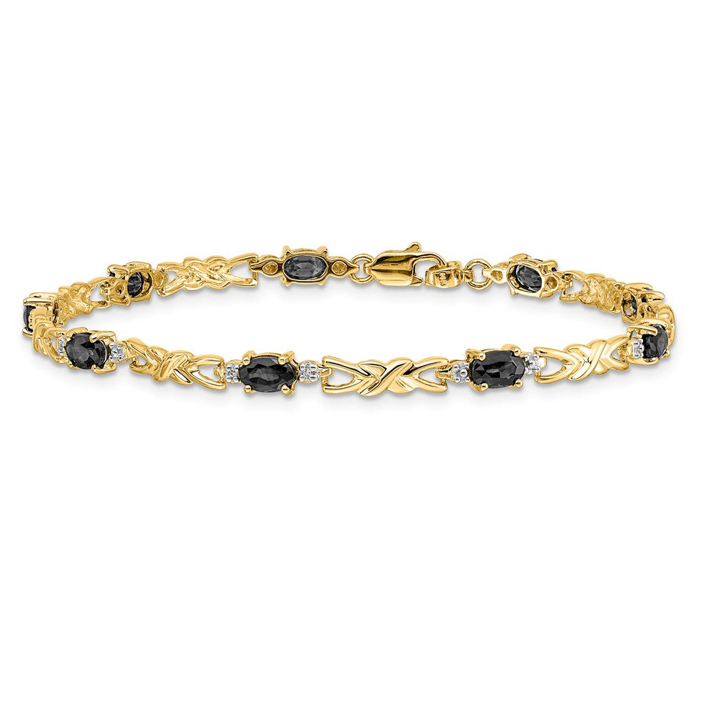 Exclusive 14K Gold Bracelet with Oval Sapphire & Diamonds - Stylish Luxury