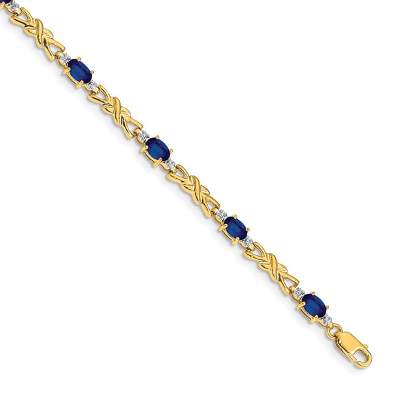 14K Gold Bracelet with Oval Sapphire & Diamonds