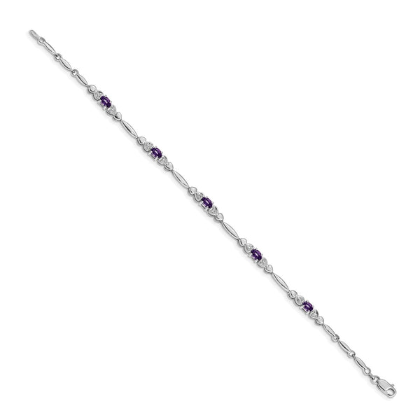14K White Gold Amethyst & Diamond Bracelet - Style GR1-1001699