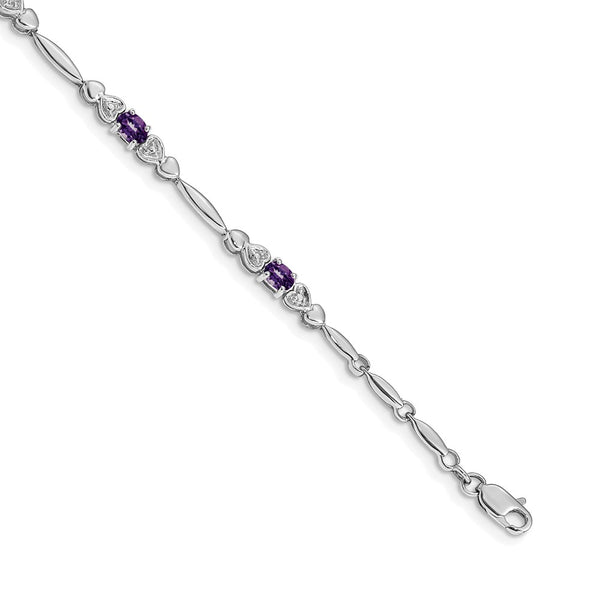 14K White Gold Amethyst & Diamond Bracelet - Style GR1-1001699