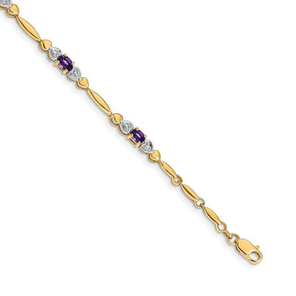 Shop Stylish 14K Gold Amethyst & Diamond Bracelet - 7" Length, Luxury Value