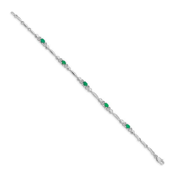 14K White Gold Bracelet with Diamonds & Emeralds - Style GR1-1016647