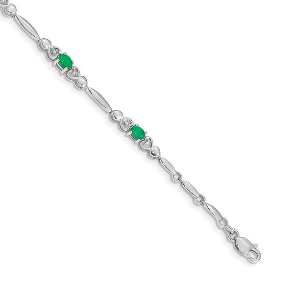 14K White Gold Bracelet with Diamonds & Emeralds - Style GR1-1016647