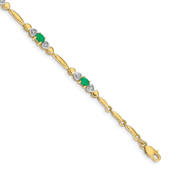 14K Gold Bracelet with Diamonds & Emeralds