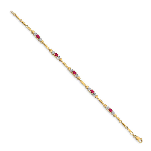 14K Gold Ruby & Diamond Bracelet