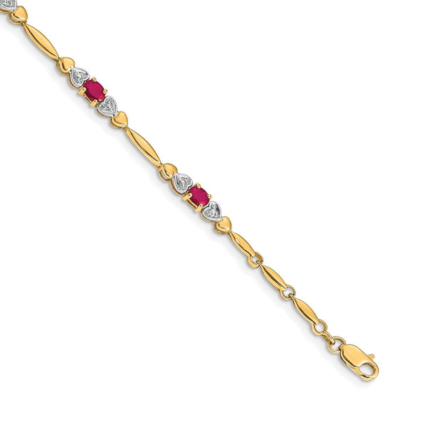 14K Gold Ruby & Diamond Bracelet