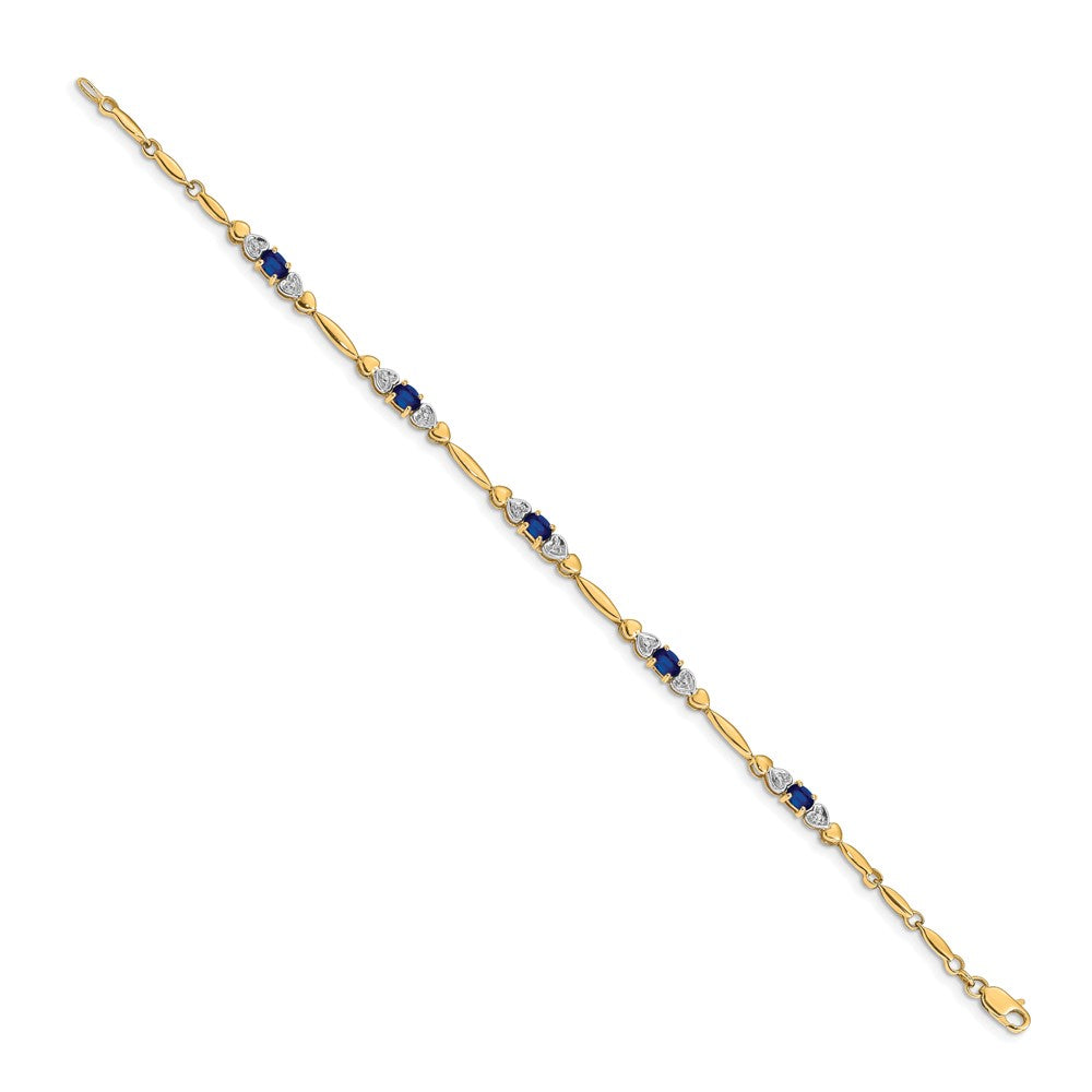 Shop Stylish 14K Gold Bracelet with Diamonds & Sapphires, 7.5" Long