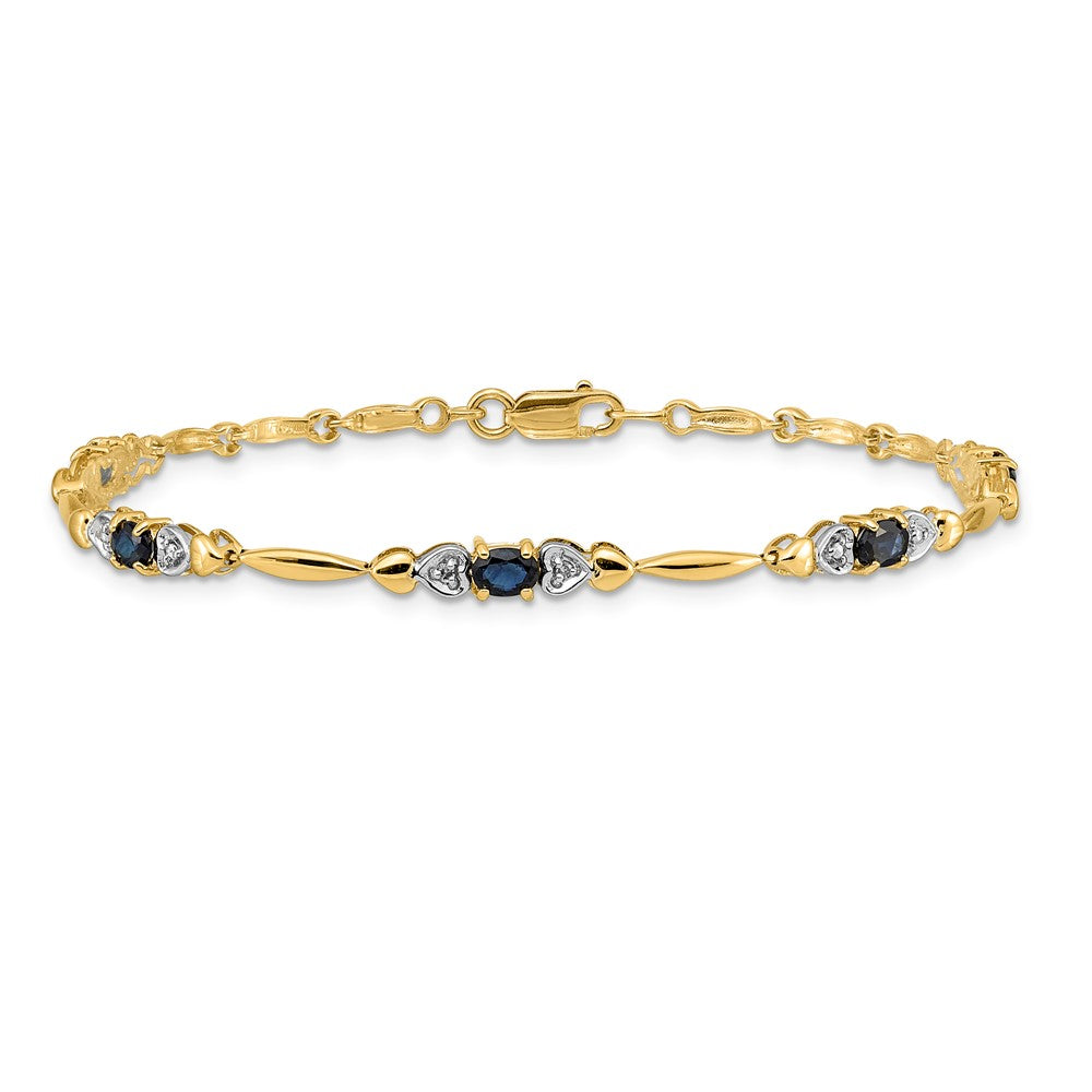Shop Stylish 14K Gold Bracelet with Diamonds & Sapphires, 7.5" Long