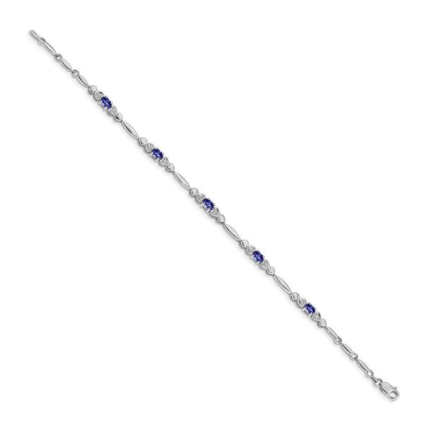 14K White Gold Bracelet with Diamonds & Tanzanite