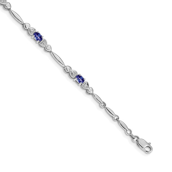 14K White Gold Bracelet with Diamonds & Tanzanite