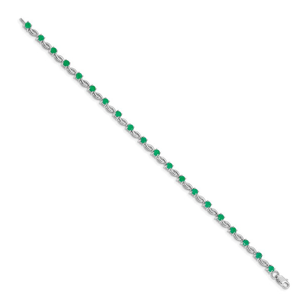 14K White Gold Emerald Bracelet - 7.5 inches