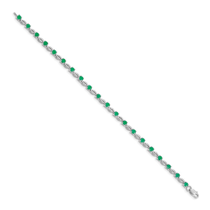 Shop Stylish 14K White Gold Emerald Bracelet - 7.5 inches, Luxury Jewelry Deal!-2