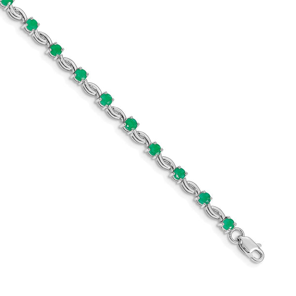 14K White Gold Emerald Bracelet - 7.5 inches