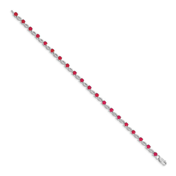 14K White Gold Ruby Bracelet - Gemstone