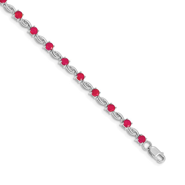 14K White Gold Ruby Bracelet - Gemstone