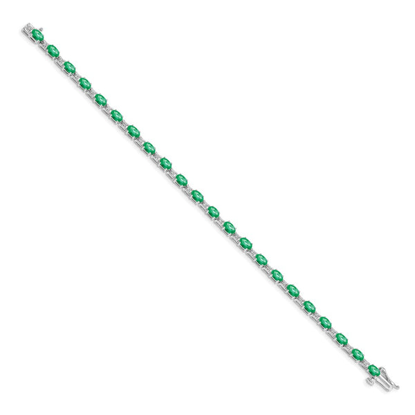 14K White Gold Bracelet with Diamonds & Emeralds - Style GR1-1016658