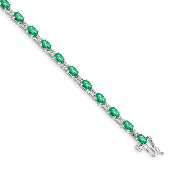 14K White Gold Bracelet with Diamonds & Emeralds - Style GR1-1016658