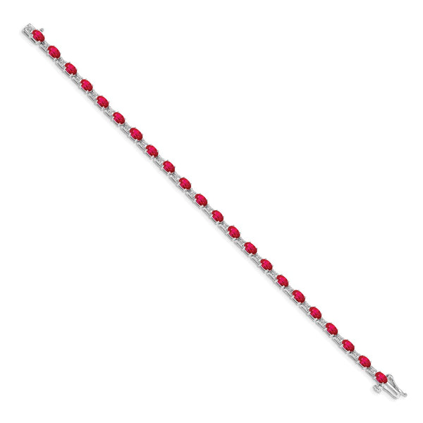 14K White Gold Bracelet with Ruby & Diamond