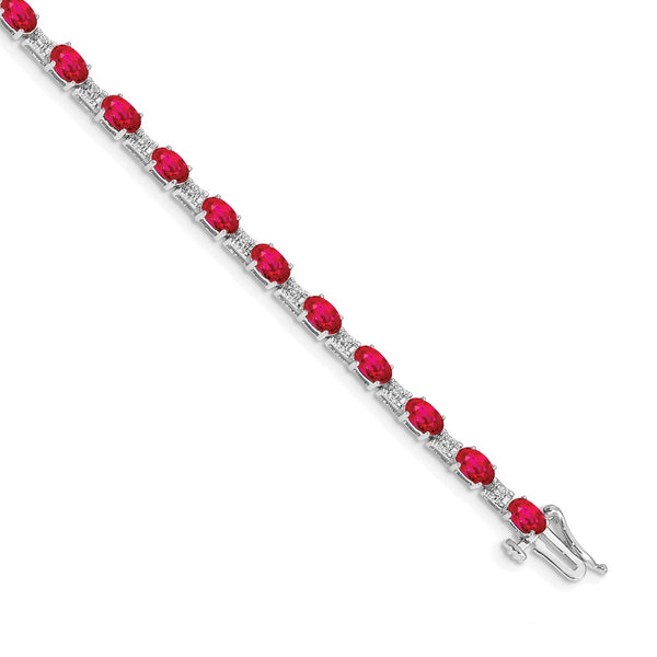 14K White Gold Bracelet with Ruby & Diamond