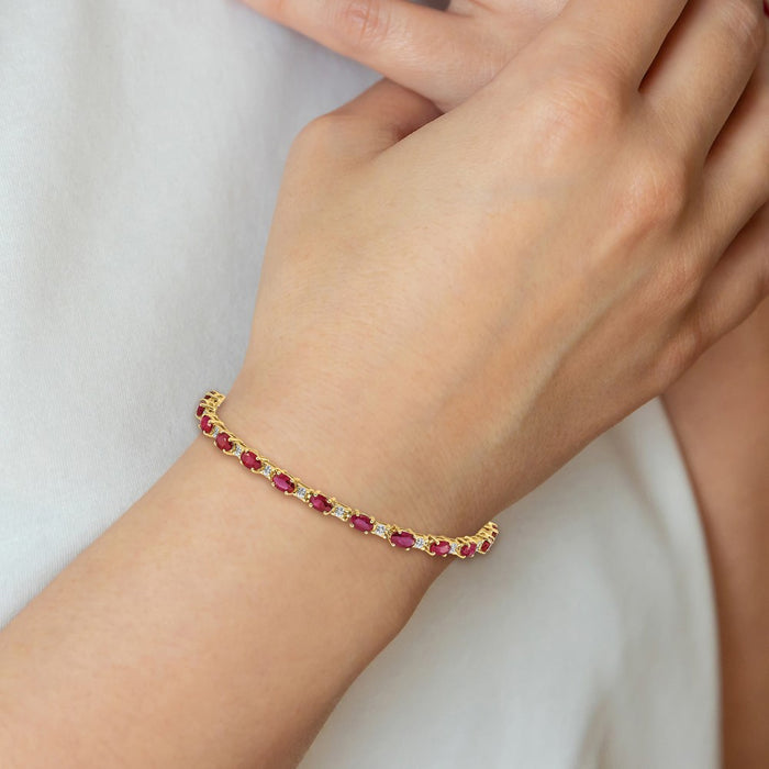 Buy Exclusive 14K Gold Diamond & Ruby Bracelet - Stylish Luxury at a Great Price!-4