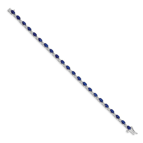 14K White Gold Sapphire & Diamond Bracelet - 7.5"