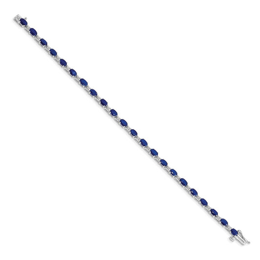 Exclusive 14K White Gold Sapphire & Diamond Bracelet - Stylish Value at 7.5"