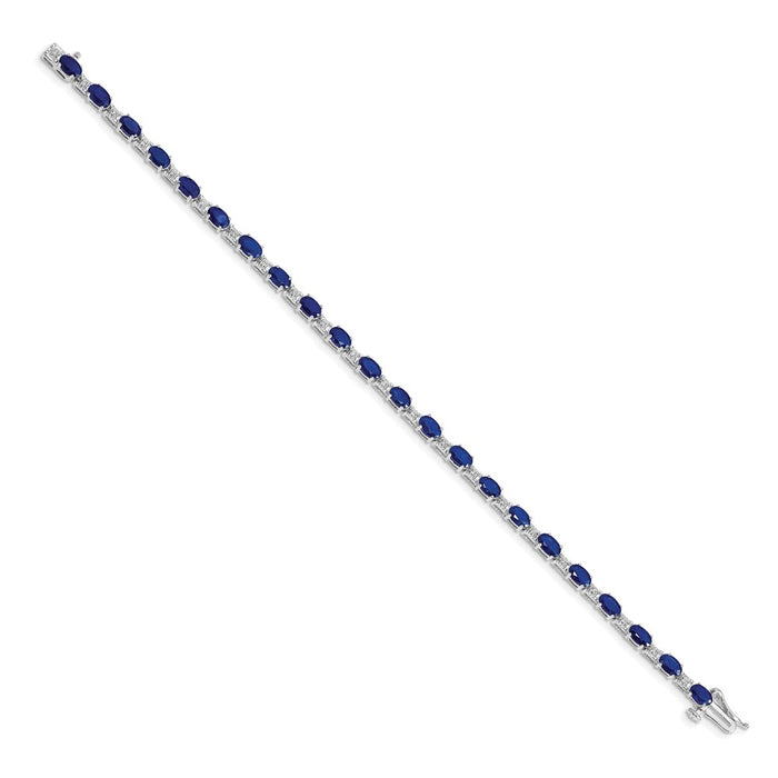 Exclusive 14K White Gold Sapphire & Diamond Bracelet - Stylish Value at 7.5"-2
