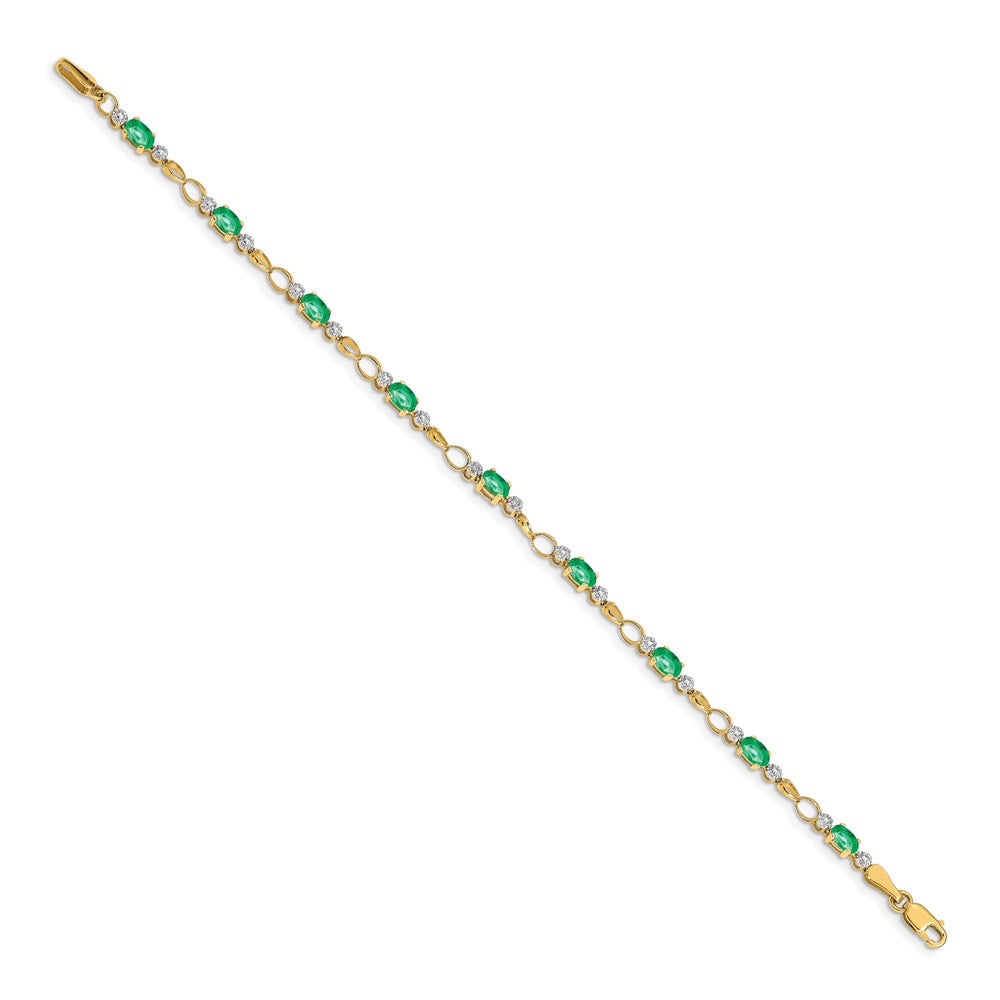 Order Exclusive 14K Gold Open-Link Bracelet with Diamonds & Emeralds - Luxury Value