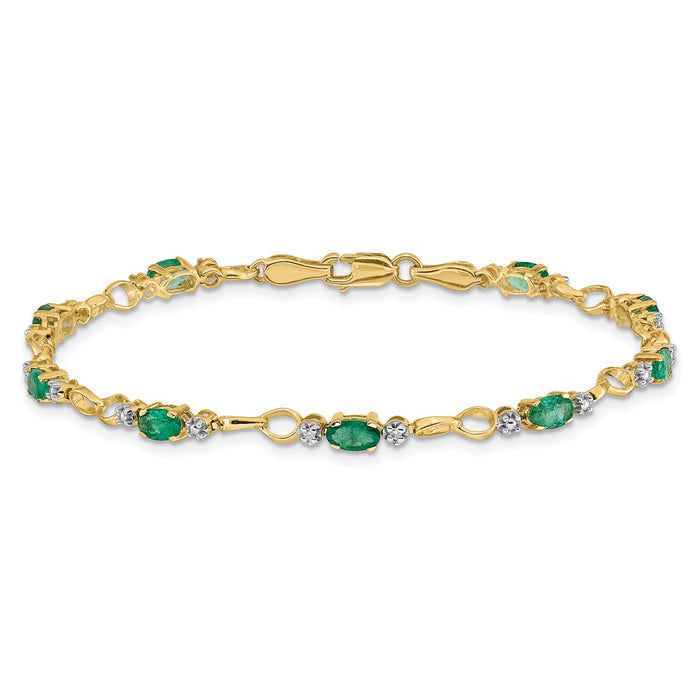 Order Exclusive 14K Gold Open-Link Bracelet with Diamonds & Emeralds - Luxury Value-3