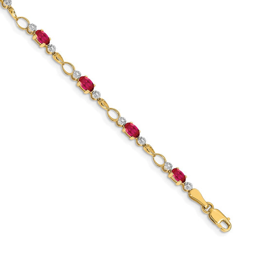 Shop Exclusive 14K Gold Open-Link Bracelet with Diamonds & Rubies - Stylish Value