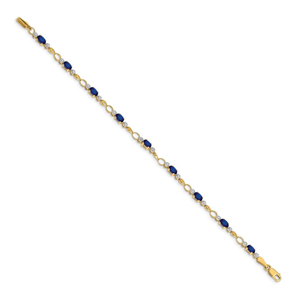 14K Gold Open-Link Bracelet with Diamonds & Sapphires