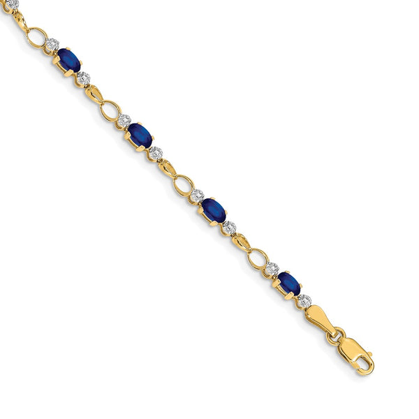 14K Gold Open-Link Bracelet with Diamonds & Sapphires