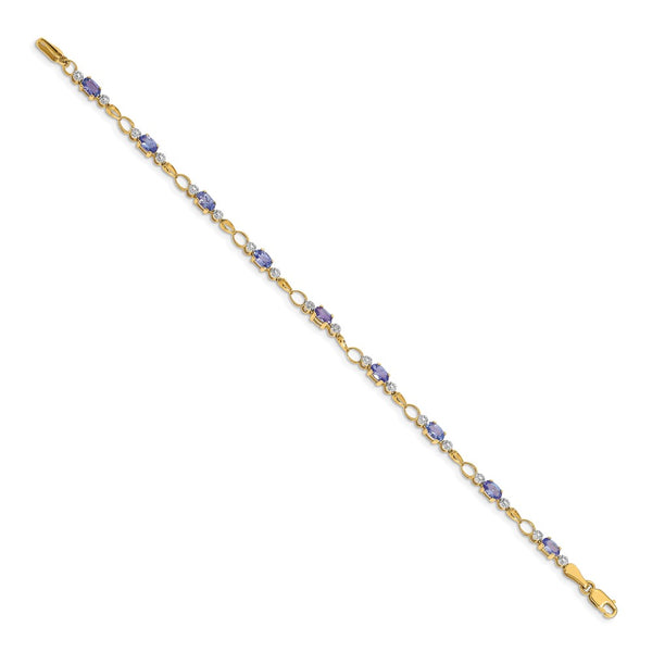 14K Gold Open-Link Bracelet with Diamonds & Tanzanite
