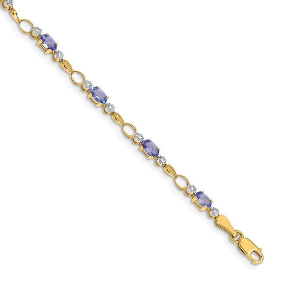 14K Gold Open-Link Bracelet with Diamonds & Tanzanite