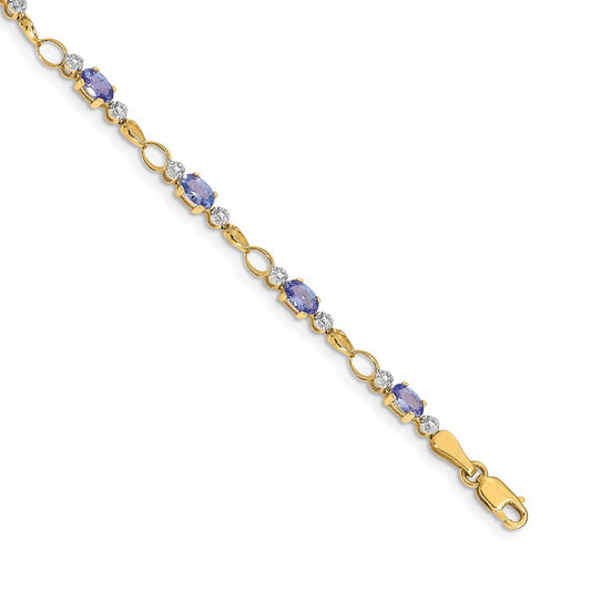 Exclusive 14K Gold Open-Link Bracelet with Diamonds & Tanzanite - Stylish Value