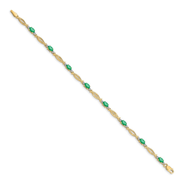 14K Gold Diamond & Emerald Bracelet - Style GR1-1016680