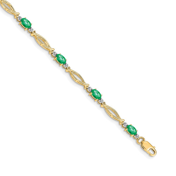 14K Gold Diamond & Emerald Bracelet - Style GR1-1016680