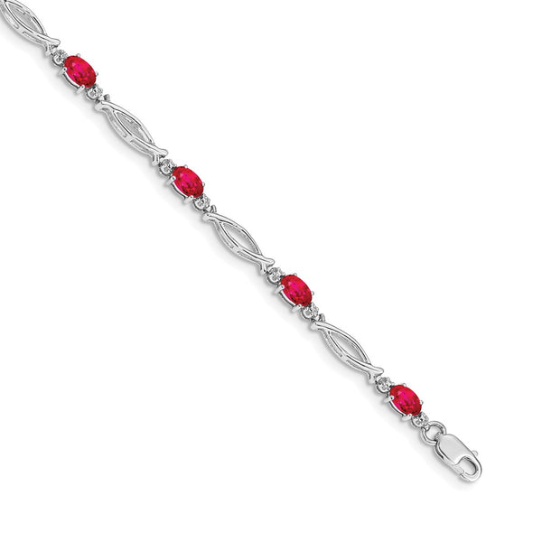 14K White Gold Ruby & Diamond Bracelet - Style GR1-1016682