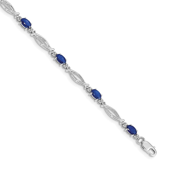 14K White Gold Sapphire & Diamond Bracelet - Style GR1-1016686