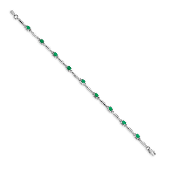14K White Gold Emerald & Diamond Bracelet - Style GR1-1016690