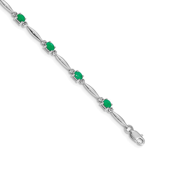 14K White Gold Emerald & Diamond Bracelet - Style GR1-1016690