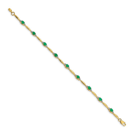 Buy Exclusive 14K Gold Oval Emerald & Diamond Bracelet - Stylish Luxury