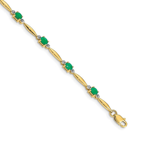 Buy Exclusive 14K Gold Oval Emerald & Diamond Bracelet - Stylish Luxury