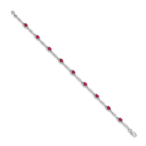 14K White Gold Ruby & Diamond Bracelet - Style GR1-1016698