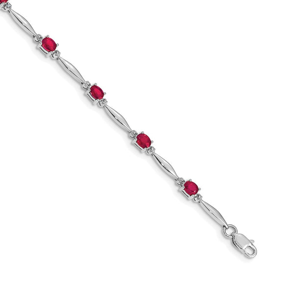 14K White Gold Ruby & Diamond Bracelet - Style GR1-1016698