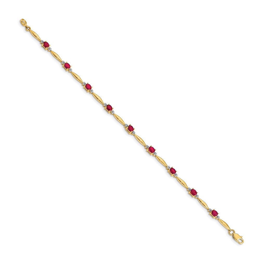 High-Quality 14K Gold Oval Ruby & Diamond Bracelet - Stylish Luxury Value!