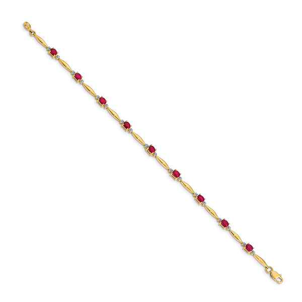 14K Gold Oval Ruby & Diamond Bracelet - Style GR1-1016701