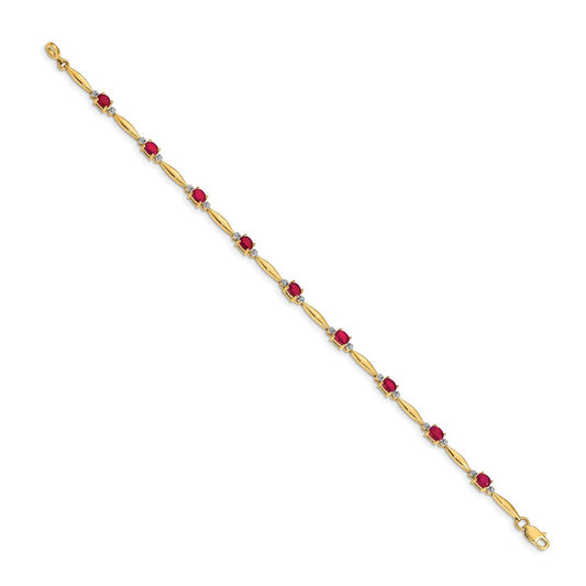 High-Quality 14K Gold Oval Ruby & Diamond Bracelet - Stylish Luxury Value!